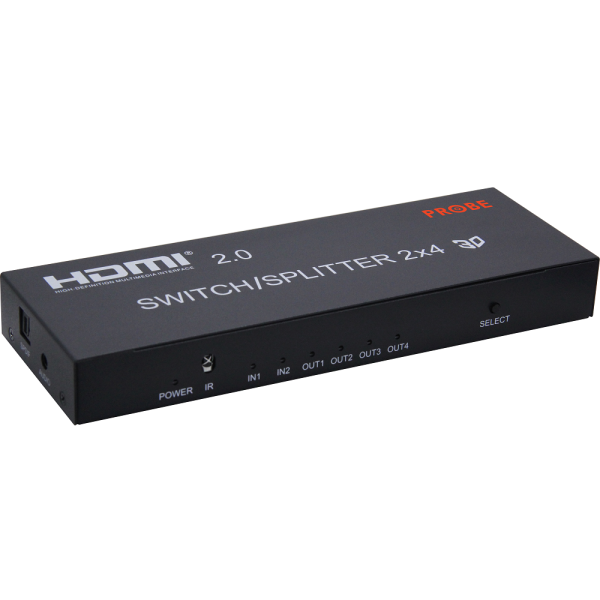 P-HDMI-SW2X4 2 ×4 HDMI 2.0 Switch/Splitter with High Definition and Long Transmission Distance