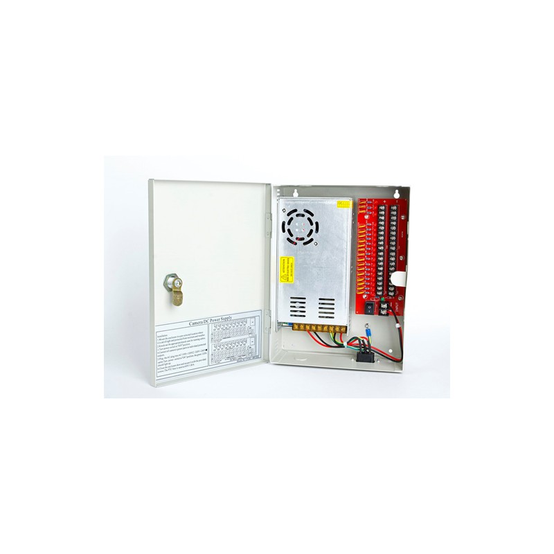 W-12VDC-18P/25A.jpg W-12VDC-18P/25A 12VDC/25AMPS 18 PTC OUTPUT CCTV DISTRIBUTED POWER SUPPLY