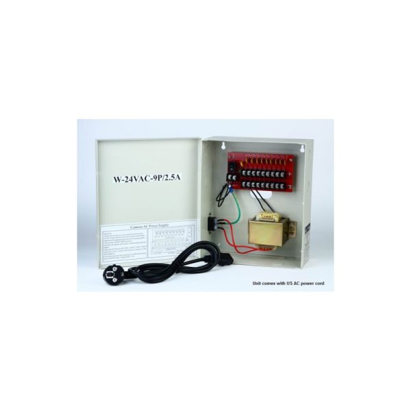 W-24VAC-9P/2.5A 24VAC/2.5Amps 9 PTC OUTPUT CCTV DISTRIBUTED POWER SUPPLY