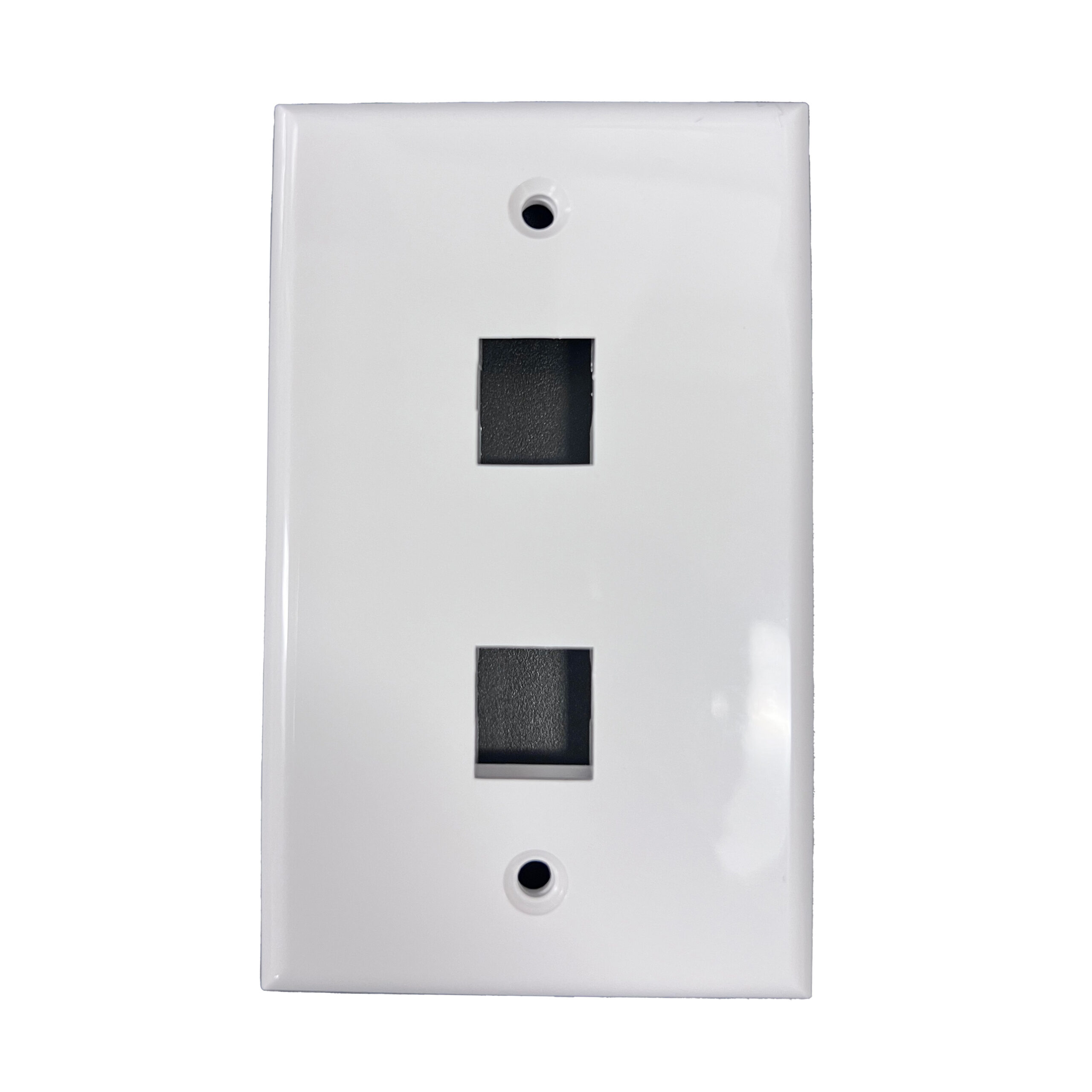 P-RJ45WP2P-W.jpg P-RJ45WP2P-W 2 Port RJ45 Keystone Coupler Wall Plate white