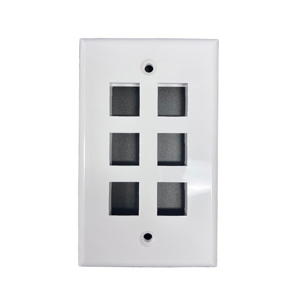 P-RJ45WP6P-W 6 Port RJ45 Keystone Coupler Wall Plate white