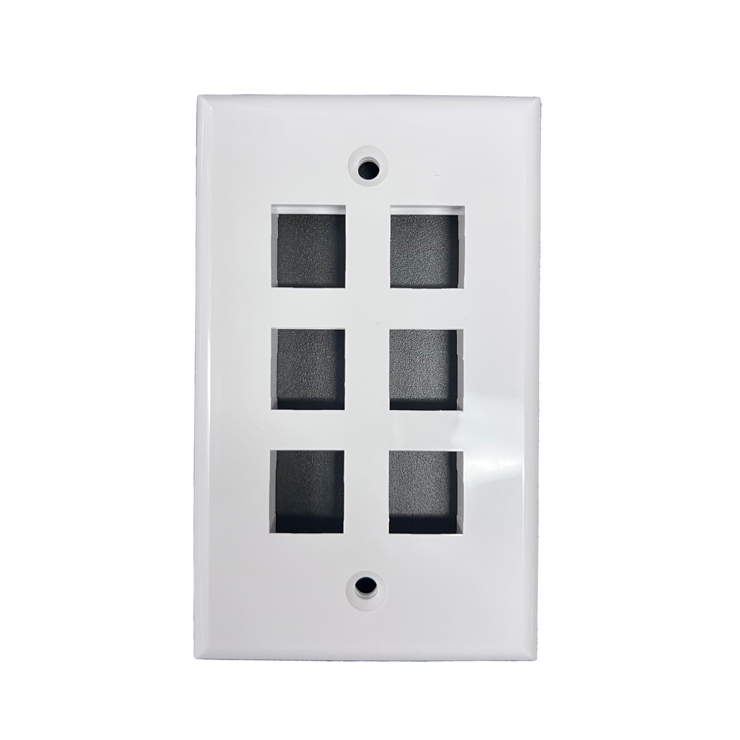 P-RJ45WP6P-W.jpg P-RJ45WP6P-W 6 Port RJ45 Keystone Coupler Wall Plate white