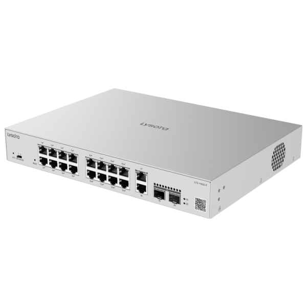 LCS-16GS-P 16-Port Cloud Managed PoE Switch with 250 W PoE Budget Angle1