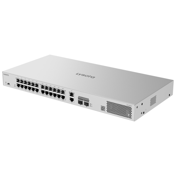 LCS-24GS-P 24-Port Cloud Managed PoE Switch with 370 W PoE Budget Angle1