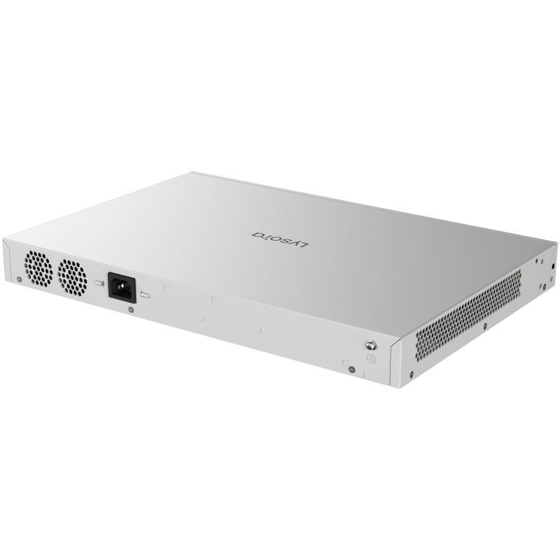 LS2-48GT4SFP-P-Angle3 LS2-48GT4SFP-P 48-Port Layer 2 Managed PoE Switch with 370 W PoE Budget Angle3