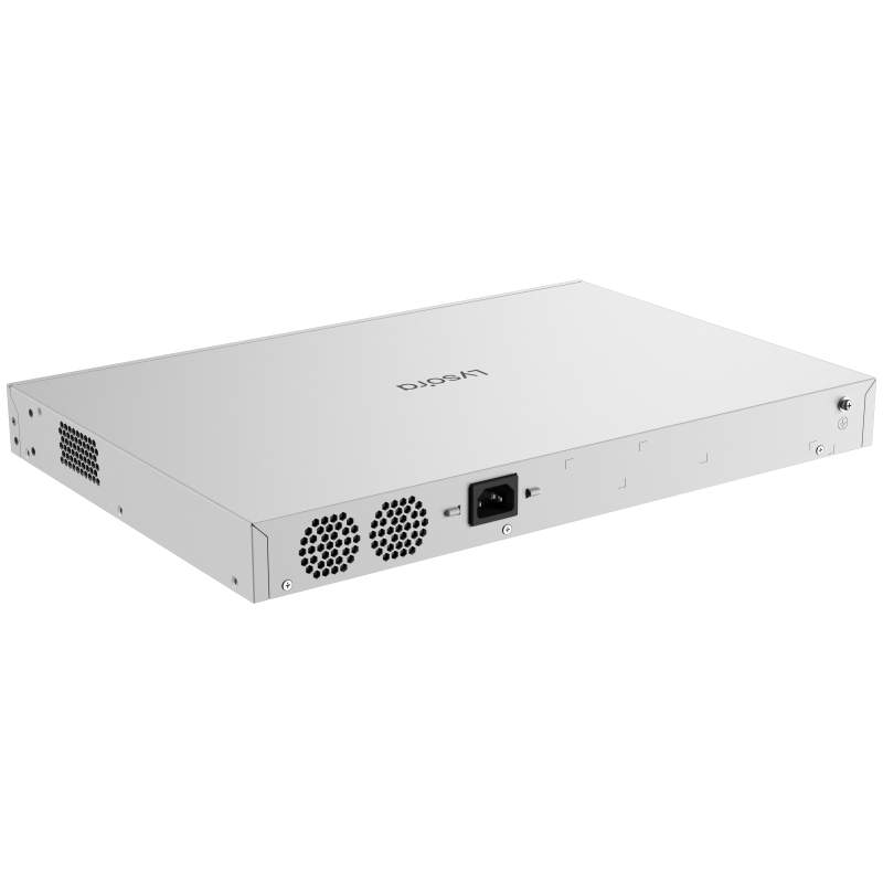 LS2-48GT4SFP-P-Angle4 LS2-48GT4SFP-P 48-Port Layer 2 Managed PoE Switch with 370 W PoE Budget Angle4