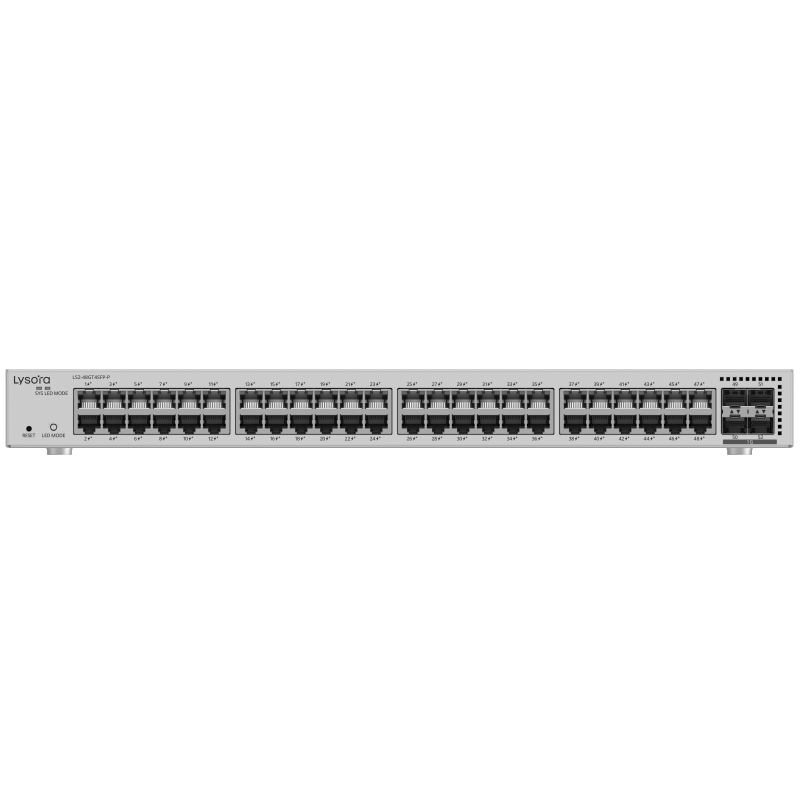 LS2-48GT4SFP-P-Front LS2-48GT4SFP-P 48-Port Layer 2 Managed PoE Switch with 370 W PoE Budget Front