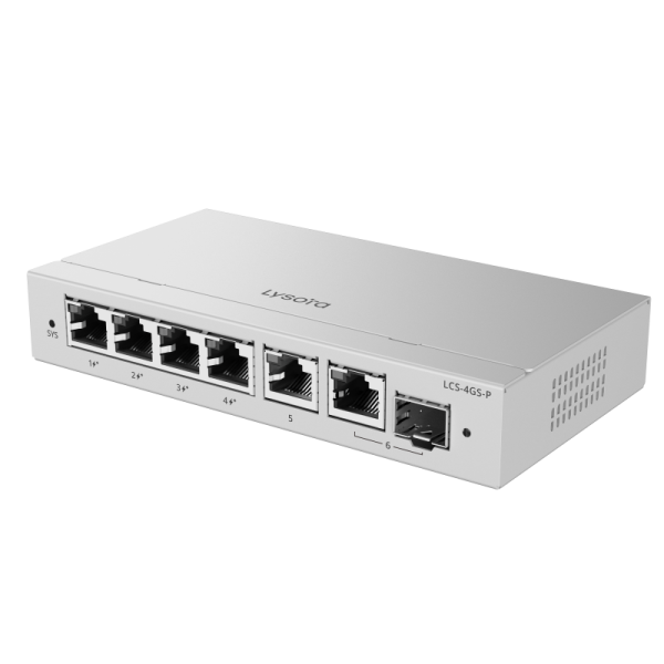 LCS-4GS-P 4-Port Cloud Managed PoE Switch with 54 W PoE Budget Angle1